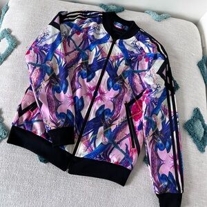 Adidas Originals exotic tropical print zipped bomber jacket